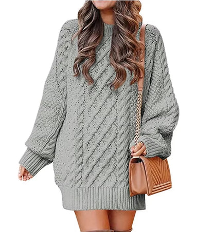 2025 New Knitted Sweater for Women Loose Half High Neck Coarse Needle Pullover Large Size Solid Color Sweater Versatile and Simp